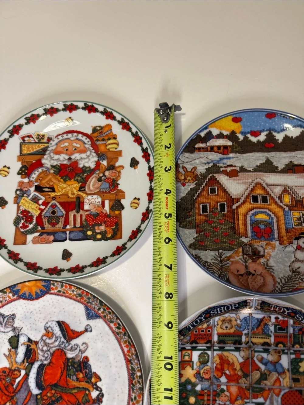 Royal Norfolk Holiday Ceramic Plate Set - Red, Green, Blue, White Accents
